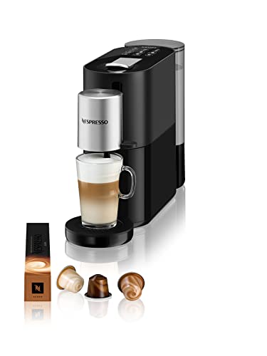 Krups Nespresso XN8908 Atelier Kaffeekapselmaschine (Milchaufschäumsystem direkt in der Tasse, für heiße und kalte Getränke, 1 L Wassertankkapazität, 19 bar Pumpendruck) schwarz/silber