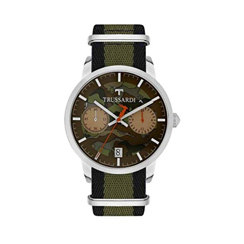 TRUSSARDI Herren Chronograph Quarz Uhr mit Leder Armband R2471613003