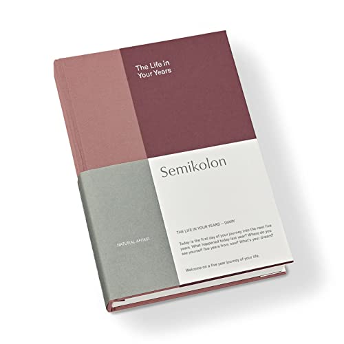 Semikolon 368693 – The Life in Your Years, 5-Jahres Tagebuch A5 Format, Diary mit Buchleineneinband, Englisch – Blossom