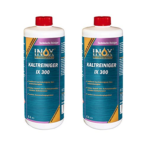 INOX® IX 300 Kaltreiniger 2x1L - Motorrad Reiniger entfernt Öl, Teer & Fett rückstandsfrei - Nicht korrosiver Auto Reiniger - hochwirksames Motor Reinigungsmittel