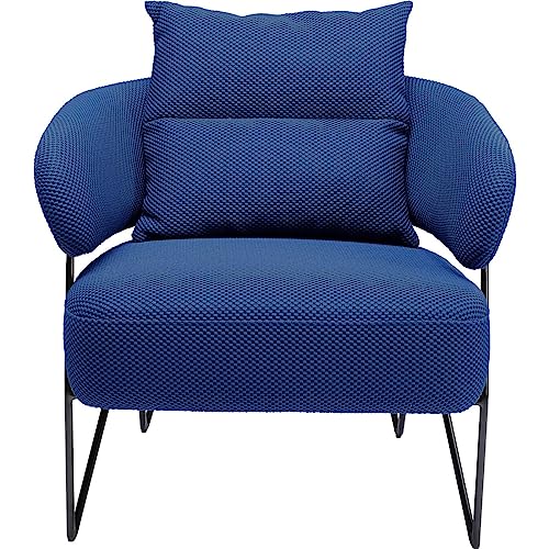 Kare Design Sessel Peppo, Blau, Komfortabler Polstersessel inkl. Rückenkissen, Moderner Wohnzimmersessel, Steppnähte, 71x78x77 cm (H/B/T)