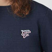 DC Super Girl Unisex Embroidered Sweatshirt - Navy - L - Marineblau