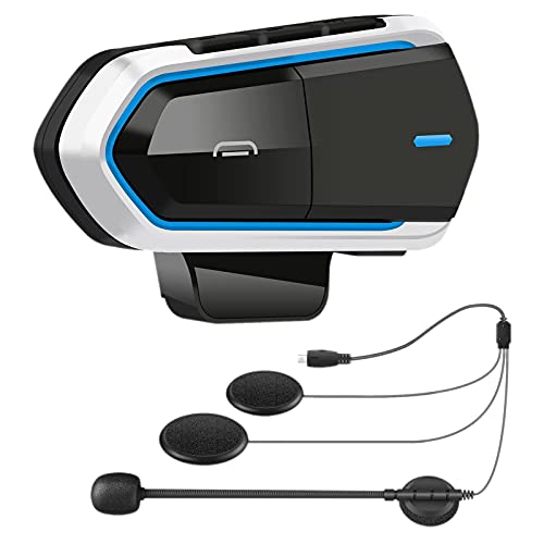 Persistence B35 Motorrad Intercom Mikrofon, Bluetooth 5.0 Helm Headset Interphone FM Radio -FI Klang QualitäT Siri Blau