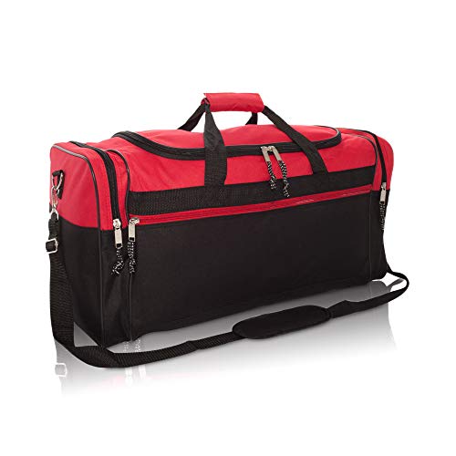DALIX Extra große Reisetasche für den Urlaub, 63,5 cm (Schwarz, Grau, Marineblau, Rot, Camouflage), rot, XL