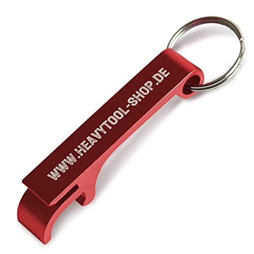 Aluminium Schlüsselanhänger 65mm x 12mm als Flaschenöffner mit Gravur Lasergravur "17er Schlüssel" rot [10 Stück] HEAVYTOOL®