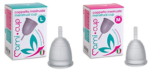 Kit Menstruationstasse MamiCup® M+L (Transparent) FDA-zugelassen - Weiches, flexibles, wiederverwendbares medizinisches Silikon