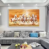 Mercedes-Benz Sieben Pferde Dekorative Malerei Leinwand Malerei Hängendes Bild Rahmenloses Bild Kern 70*140cm