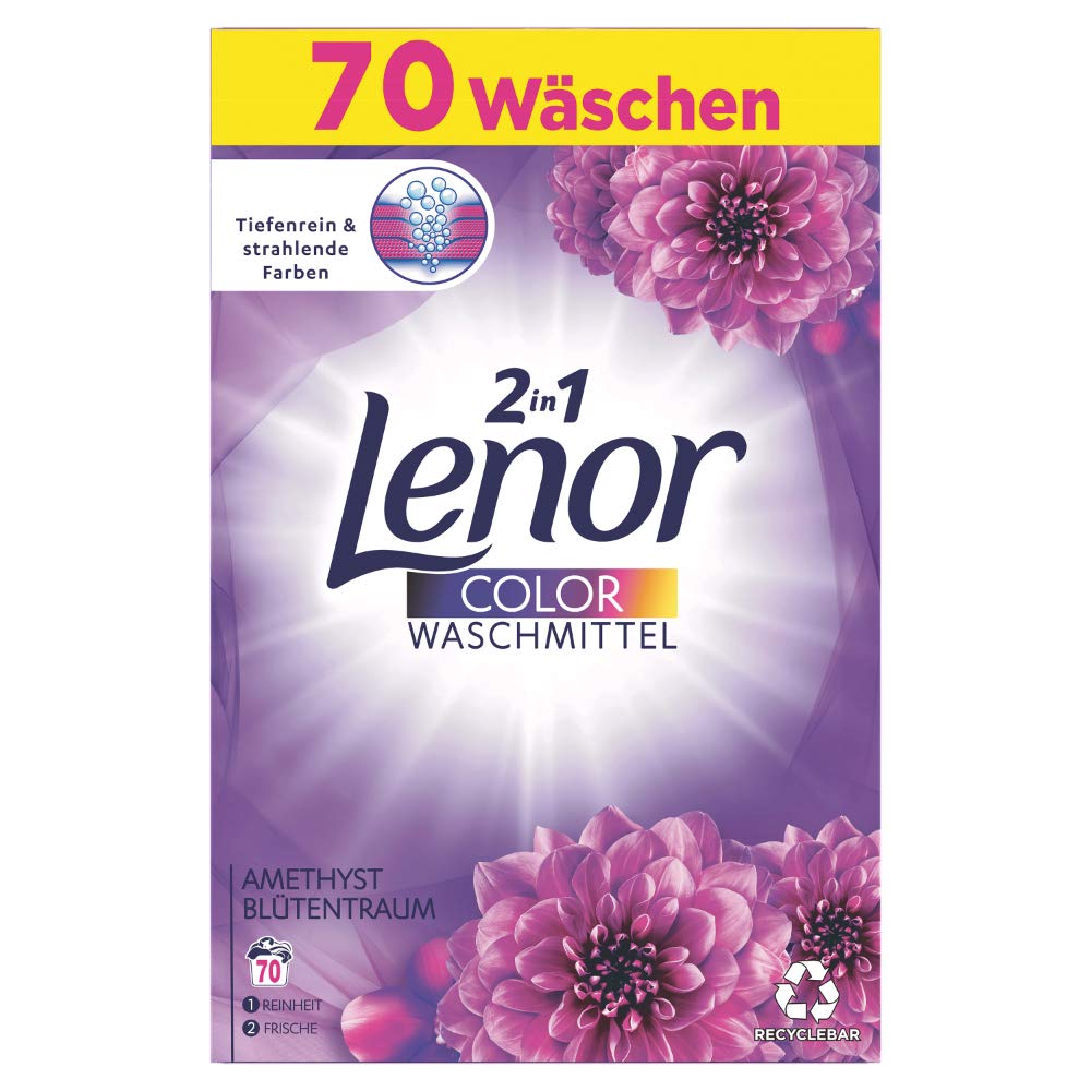 Lenor Color Waschmittel Pulver, Waschpulver, 70 Waschladungen, Amethyst Blütentraum (4.55 kg)
