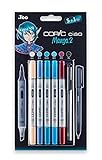 COPIC Ciao Marker 5+1 Set "Manga 2", 5 Allround-Layoutmarker mit einer mittelbreiten und einer Brush-Spitze, inkl. 1 Multiliner 0,3 mm