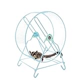 AZXAZ Haustier Laufrad Hamster Laufrad Metall Silent Spinner Spielzeug mit Ständer für Kleintier Rattenmäuse Rennmäuse Zwerghamster (Blau)