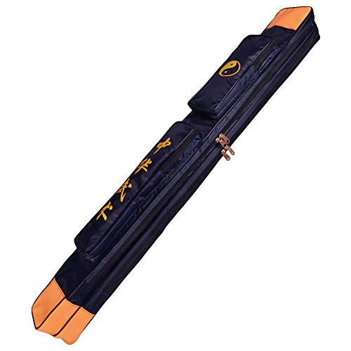 G-like Tai Chi Zweilagige Schwerttasche – Traditionelle Chinesische Kampfkunst Taiji Wushu Kung Fu Qigong Verdickte Tragetasche Schultertasche für Schwert Messer Zubehör PU Oxford Beutel (Blau)