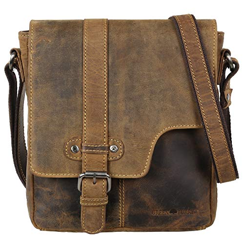 Greenburry Vintage Leder Umhängetasche Schultertasche Shoulderbag Crossover Bag braun 1650/5-25