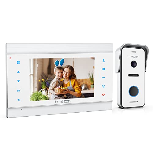 TMEZON Video Türsprechanlage Türklingel Intercom System, Türsprechanlage mit 1080P 7 Zoll 1-Monitor 1-Kamera Für 1-Familienhaus, Touch-Taste, Nachtsicht, Unterstützung automatisch Snapshot/Aufnahme