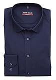 Marvelis Herren Businesshemd Body Fit, Langarm, Kent-Kragen, Uni Popeline, 100% Baumwolle, Navy 80, 42