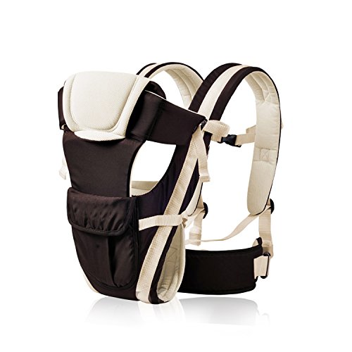 SONARIN All Season Einstellbare 4 Positionen Babytrage mit variablen Gürtel und abnehmbare Backplane,Ergonomisch,Sicher,Freie Größe,Angepasst an Ihr Kind wachsende,ideale Geschenk(Khaki)