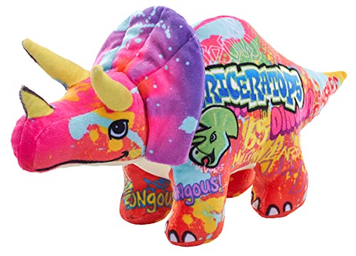 Wild Republic Graffiti Dino, Triceratops, Geschenk für Kinder, Plüschspielzeug, Stoff und Füllung sind gesponnene recycelte Wasserflaschen