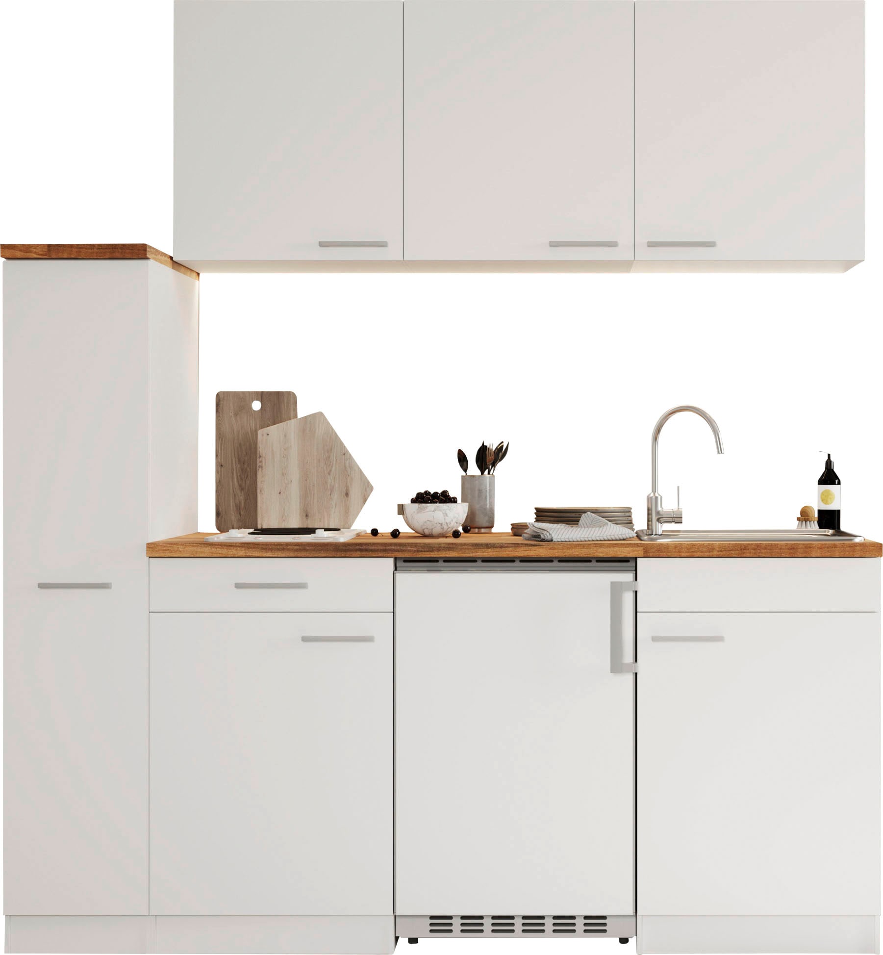 RESPEKTA Küche "Luis, mit Duo Kochfeld, wahlweise mit Mikrowelle, Korpus Weiß,", Breite 180 cm