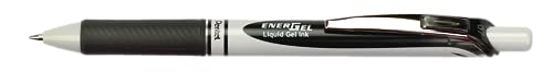 Pentel BL77E-AX EnerGel Eco Gel-Tintenroller mit Druckmechanik, gefertigt mit 79% recycelten Materialien, Schreibfarbe Schwarz, 1 VE=12 Stück
