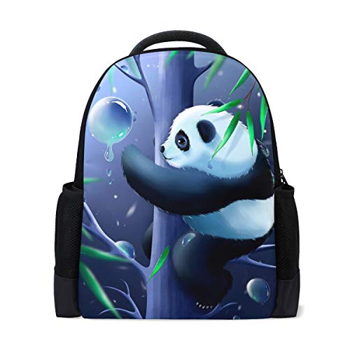 Handbemalter Rucksack mit Panda-Motiv, für Reisen, Laptop, Schule, Buchtasche, Baum, Tiere, Freizeitrucksack für Outdoor, Business, Wandern, Campen, Schultertaschen für Studenten, Damen, Herren