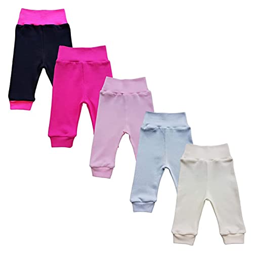 MEA BABY Unisex Baby Hose aus 100% Baumwolle im 5er Pack/Pumphose, Babyhose für Jungen Baby Hose für Mädchen, Schlupfhose (80, Mädchen2)