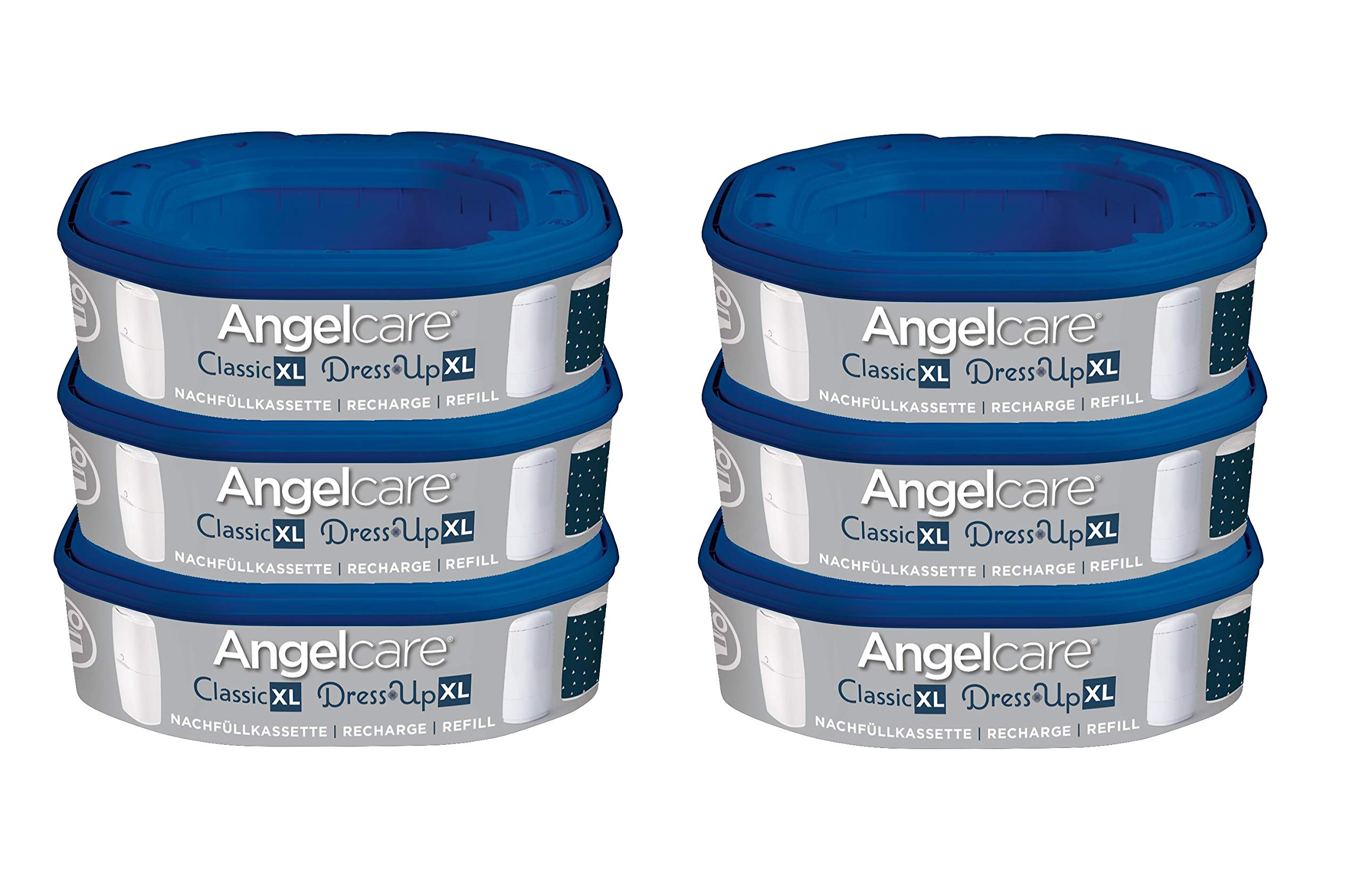 Angelcare Original Nachfüllkassetten Classic/Dress-Up XL, 6er-Pack, hält bis zu 12 Monate, 5x weniger Folienverbrauch