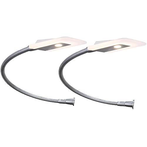 LED Bettleuchte Leseleuchte Flexleuchte Nachttischlampe Leselampe Nachtlicht, Modell:2er SET chrom