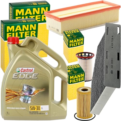 Mann Inspektionspaket + 5L 5W30 Motoröl für Q3 PASSAT B6/7