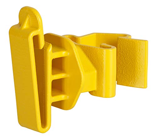 AKO 25x T-Pfosten Weidezaunband Clip Isolator, gelb - Verbessertes Clip System - Einfaches Anklippen am T-Post - Für Weidezaunband bis 50mm