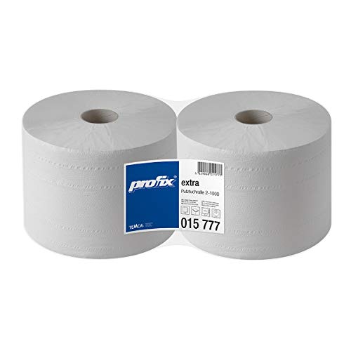 2x Putztuchrollen Papier Putzrollen Papierrollen 2lg 2-lagig Tissue saugstark weiß 1000 Abrisse á 24x36cm je Rolle