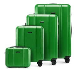 WITTCHEN Classic Line Elegante Kofferset aus Robustem Polycarbonat mit vertikaler Prägung TSA-Schloss (S+M+L+Kosmetikkofer) Grün