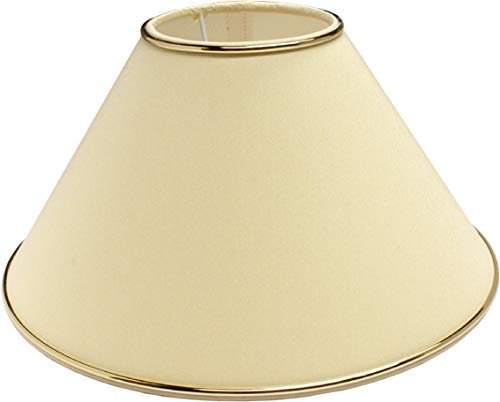 Lampenschirm *rund* für Tischlampen, Chintz beige, Goldkante glänzend, Du=25 /Do=10/H=15cm Befestigung unten E27