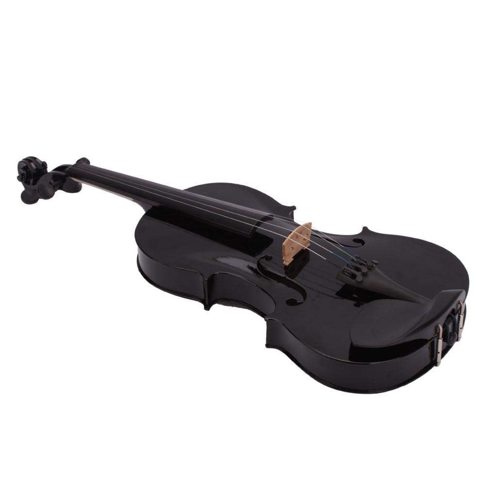 Fransande 4/4 Akustische Violine Geige Schwarz mit Koffer Bogen Kolophonium