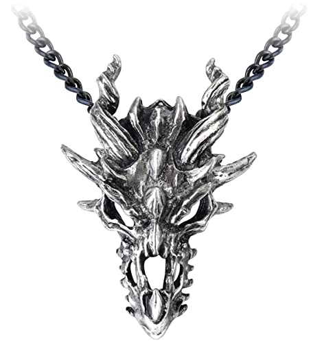 Alchemy Gothic Dragon Skull Unisex Halskette silberfarben