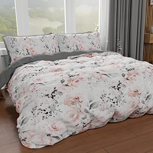 Bettbezug für Doppelbett, Bettbezug, Bettbezug und Kissenbezüge, Bettbezug, 100 % Made in Italy, Floral