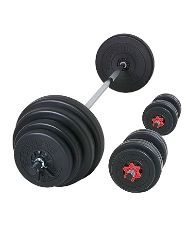 TrainHard Hantelset Hantel Set aus Langhantel Kurzhantel Hantelstange Hantelscheiben Gewichten 50 kg bis 90 kg (90 kg)