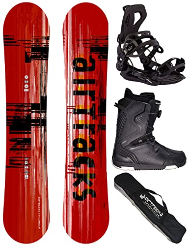 AIRTRACKS Snowboard Set Board Linear Camber Extra Wide 165 + Snowboard Bindung Master + Boots Strong ATOP 44 + Sb Bag