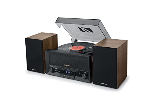 MUSE MT-120 MB Stereo-Mikrosystem mit Lautsprechern, Plattenspieler, Radio, Bluetooth, USB, AUX, CD Holz/Schwarz