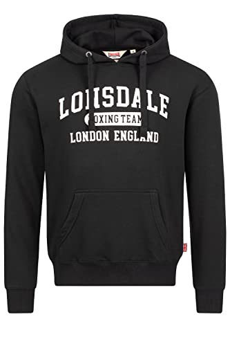 Lonsdale Men's SMERLIE Hooded Sweatshirt, Black/White, XL
