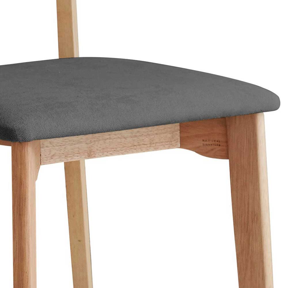 Skandi Design Stühle in Anthrazit Webstoff Massivholzgestell 3