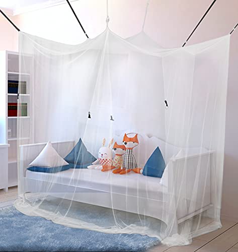 Moskitonetz Einzelbett 100x200x200cm mit 6 Aufhängepunkten - Mückennetz Bett für Einzelbett mit 1 Öffnung - Himmelbett Vorhang als Mückenschutz