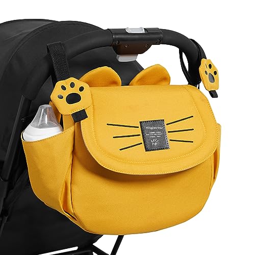 SUNVENO Katze Windel Tasche große Kapazität Mama Reisetasche Mutterschaft Universal Baby Kinderwagen Taschen Organizer (gelb)