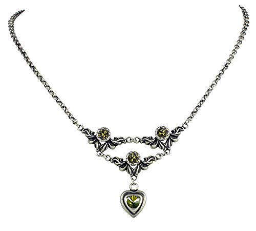 LUISIA Halskette Isabel Swarovski Ornamente mit Herz - Olivgrün