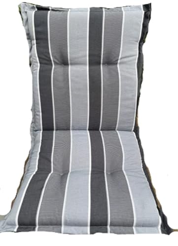2 Stück SUN GARDEN Niedriglehnerauflagen Portland Maße: ca. 98x49x6 cm Dessin 20208-710Farbe: Grau/Anthrazit mit schmalen weißen Streifen(nur Auflagen ohne Stuhl) B-Ware