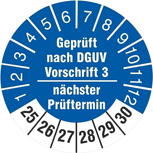 200 Prüfplaketten 18 mm geprüft nach DGUV Vorschrift 3 nächster Prüftermin 2021-2026 Prüfetiketten