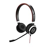 Jabra Evolve 40 MS Stereo Headset – Microsoft Teams Certified Headphones for VoIP Softphone with Passive Noise Cancellation – USB-C Cable with Controller – black