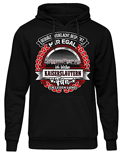 Uglyshirt87 EIN Leben lang Kaiserslautern Herren Kapuzenpullover | Stadt - Kaiserslautern Skyline - Fussball - Sport - Kaiserslautern Pullover - Ultras - Hoodie | Schwarz (S)