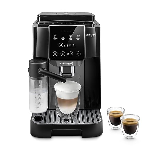 De'Longhi Magnifica Start ECAM222.60.BG, Kaffeevollautomat mit LatteCrema-Milchsystem für Automatischen Cappuccino, 4-Direktwahl-Tasten, Soft-Touch-Bedienfeld, x2"-Funktion, 1450W, Schwarz/Grau