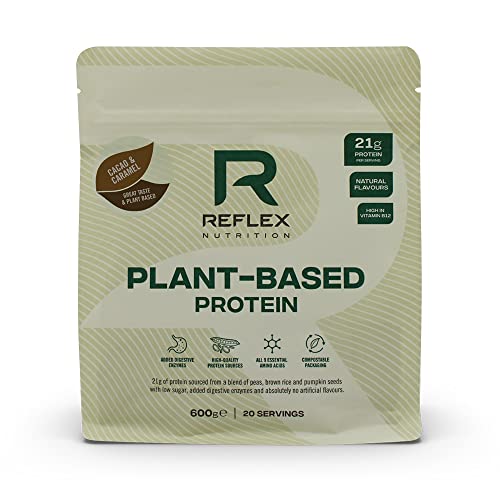 Reflex Nutrition Veganes Proteinpulver mit B12, Kakao & Karamell, 1er Pack(1 x 600 g)