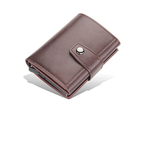 SUICRA Leder-Geldbörse Men Card Wallets Free Name Customized Hasp Small Card Wallets Leather Slim Mini Wallet Qaulity Male Purses (Color : Bruin)