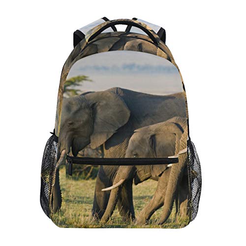 Rootti Rucksack mit Tier-Elefant-Druck, Tagesrucksack, Leinen, Schule, Reisen, Büchertasche, Rucksack für Teenager, Jungen, Mädchen, Herren und Damen